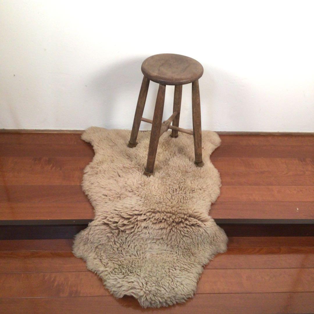 No4185 古道具　丸椅子　木製スツール　昭和　古家具　アンティーク　送料無料