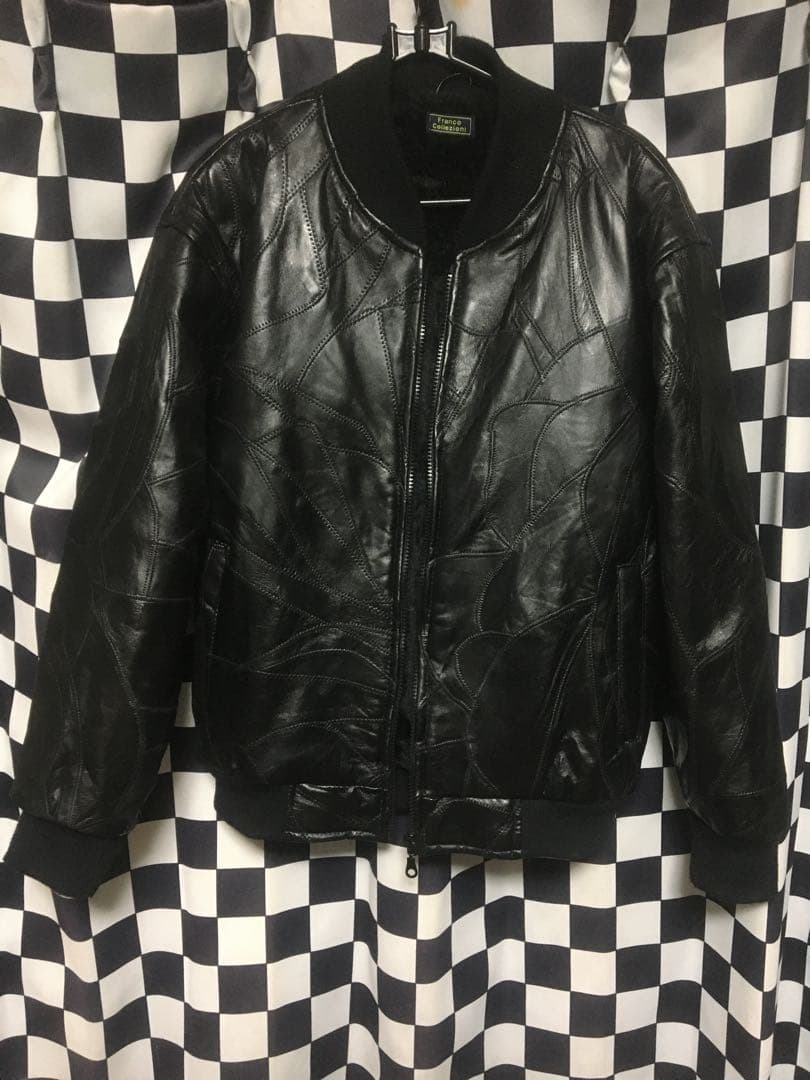 レザー　ボンバージャケット　M ツギハギジャン　シープスキン　羊革　ma1