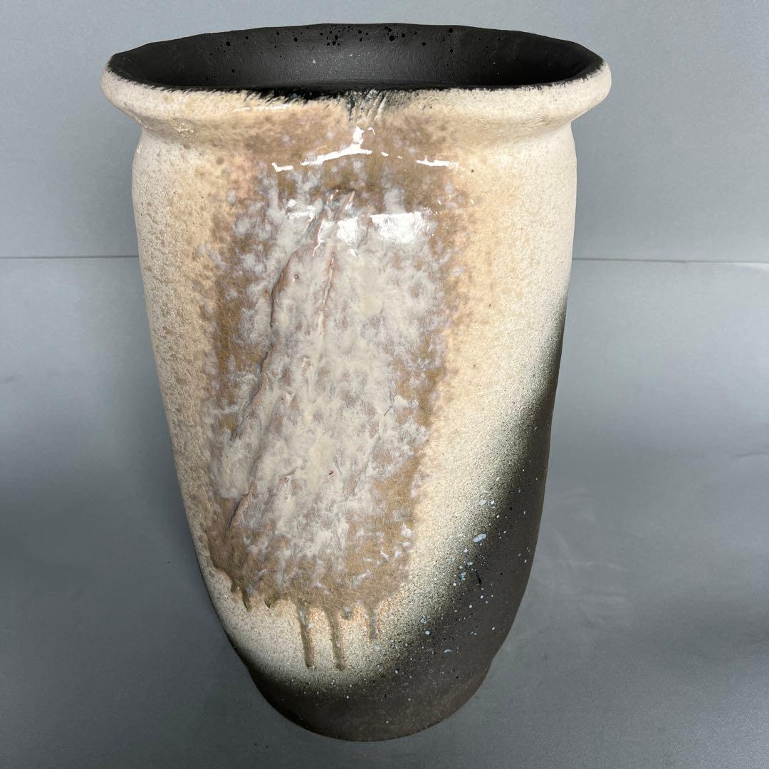 信楽焼傘立て  白釉流し 高さ45cm