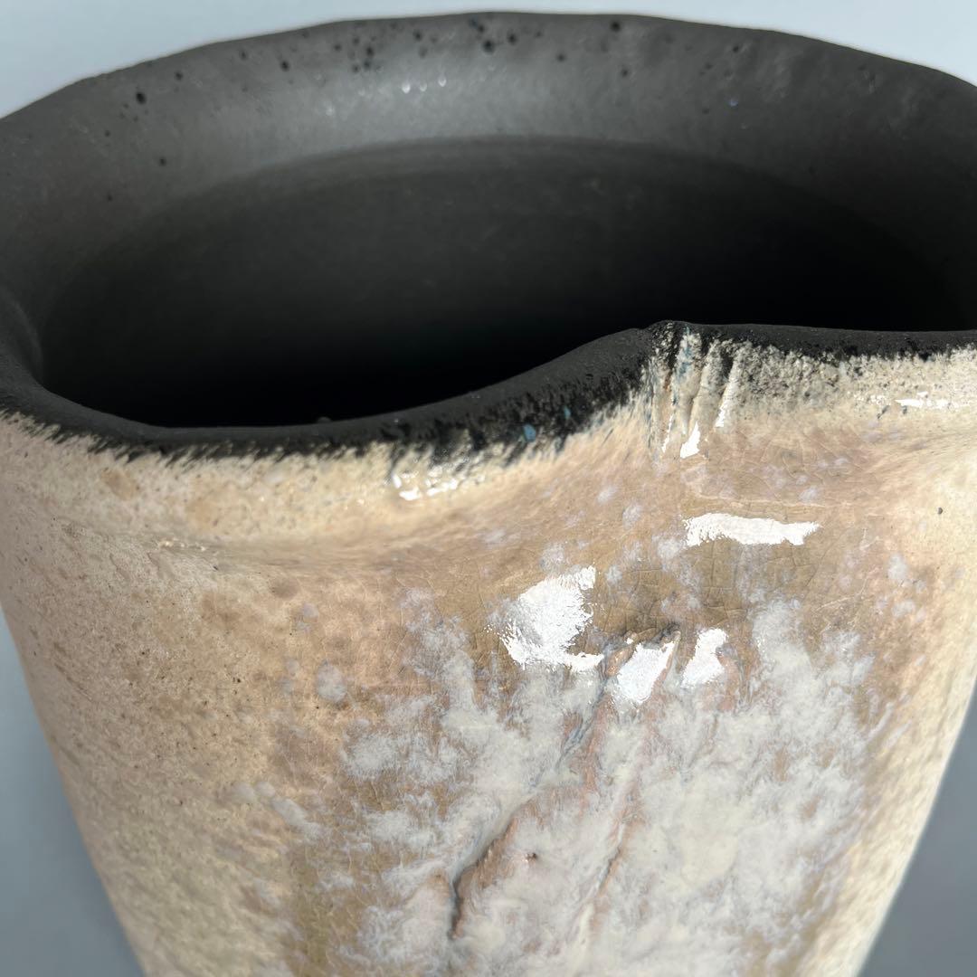 信楽焼傘立て  白釉流し 高さ45cm