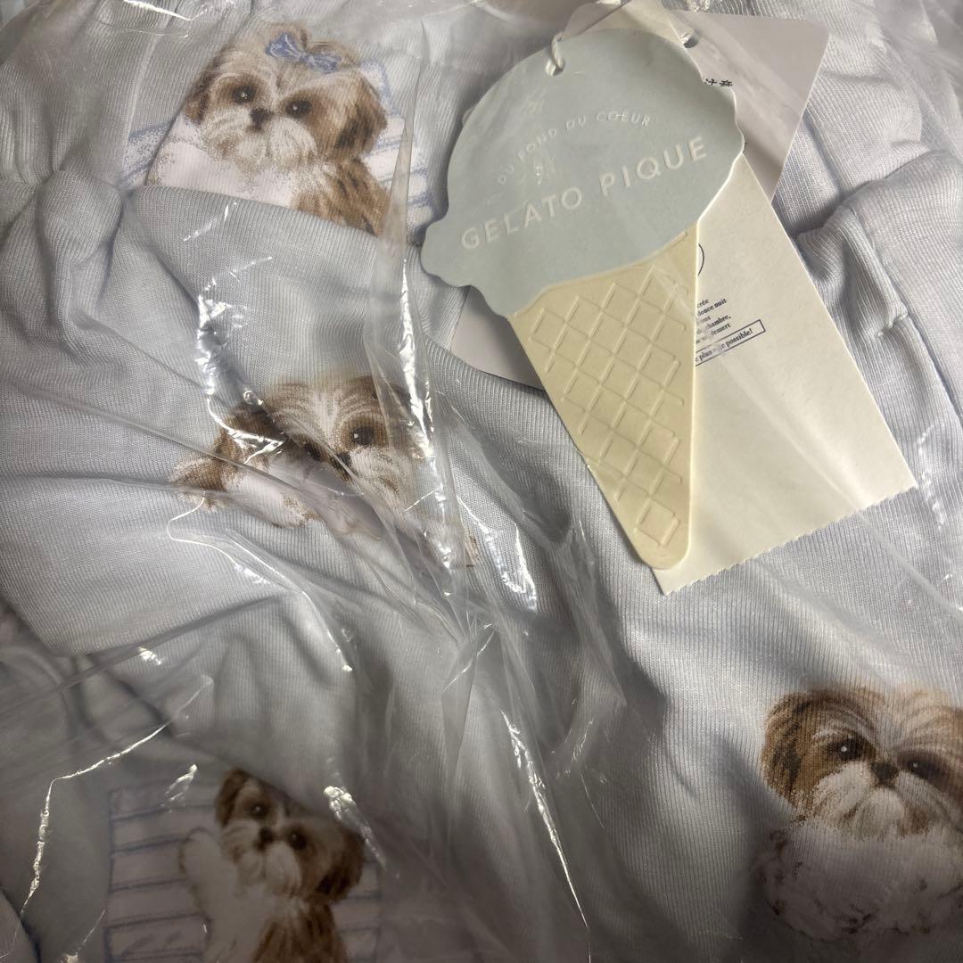 ジェラートピケ シーズー柄ロングパンツ ブルー