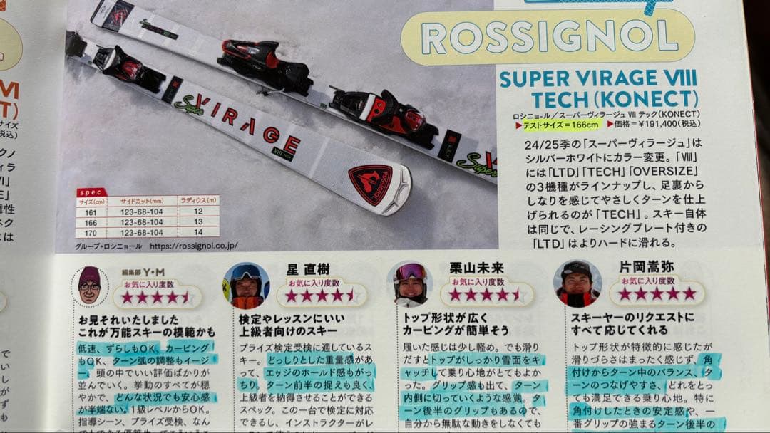 24/25モデル ロシニョール スーパーヴィラージュ8 (166cm)5日間使用