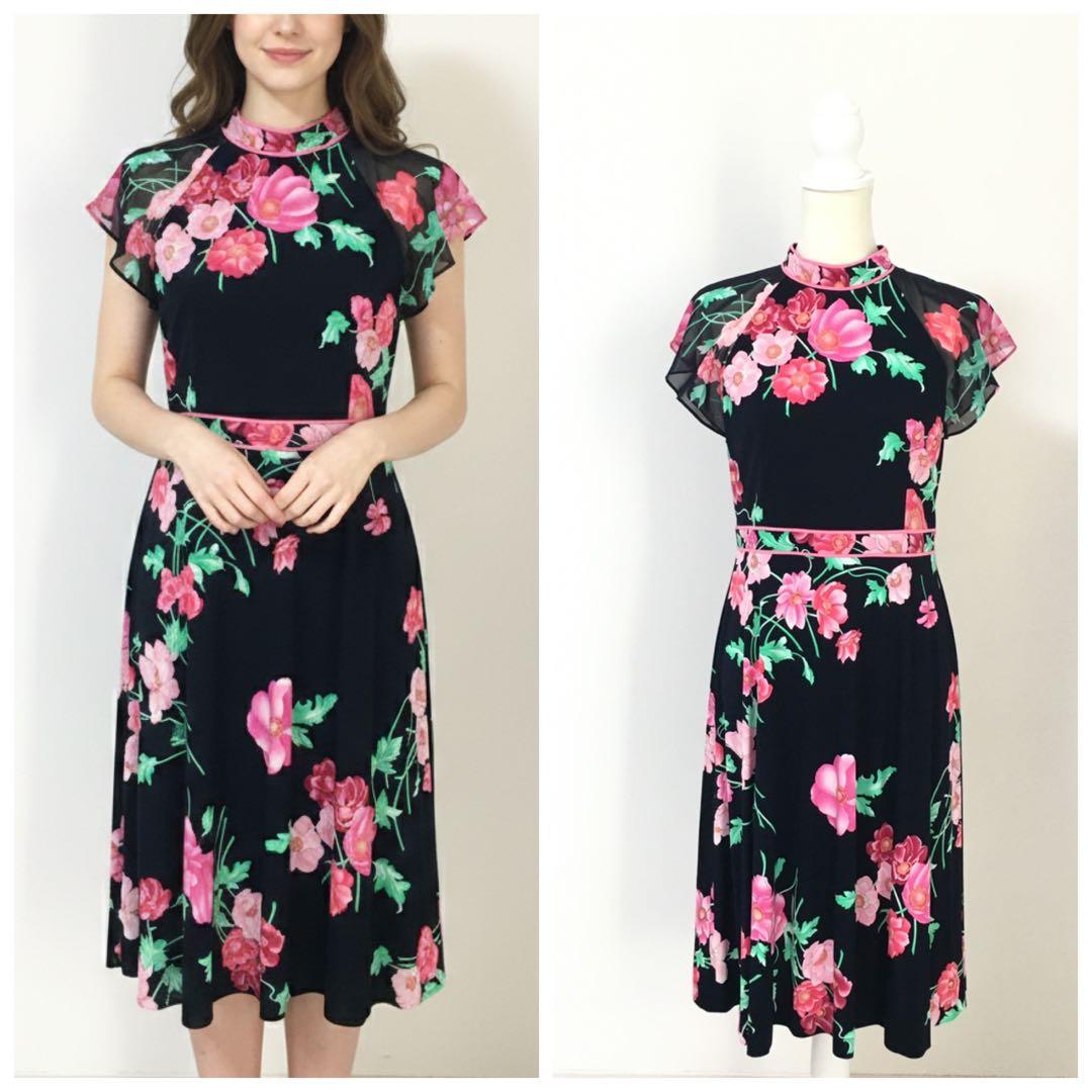 近年美品　LEONARD レオナール　カンカン　リボン　ドレス　ワンピース