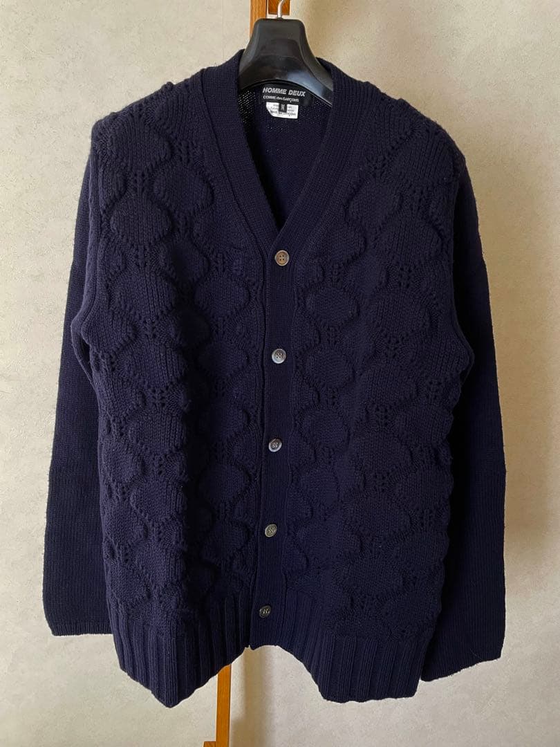 中古品 コム デ ギャルソン オム ドゥ カーディガン ネイビー M 送料込