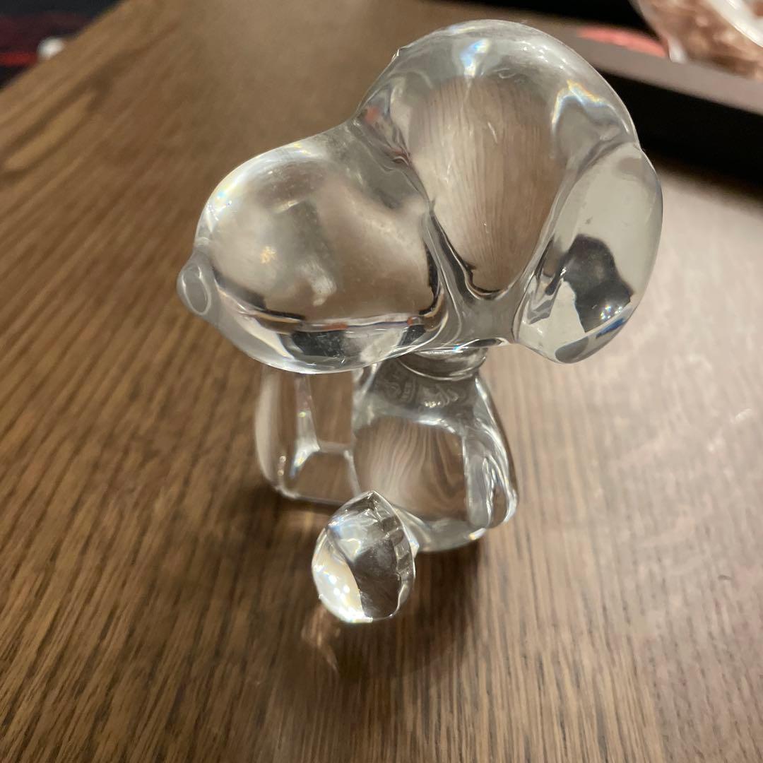 クリスタルガラス 犬の置物 透明 約8cm