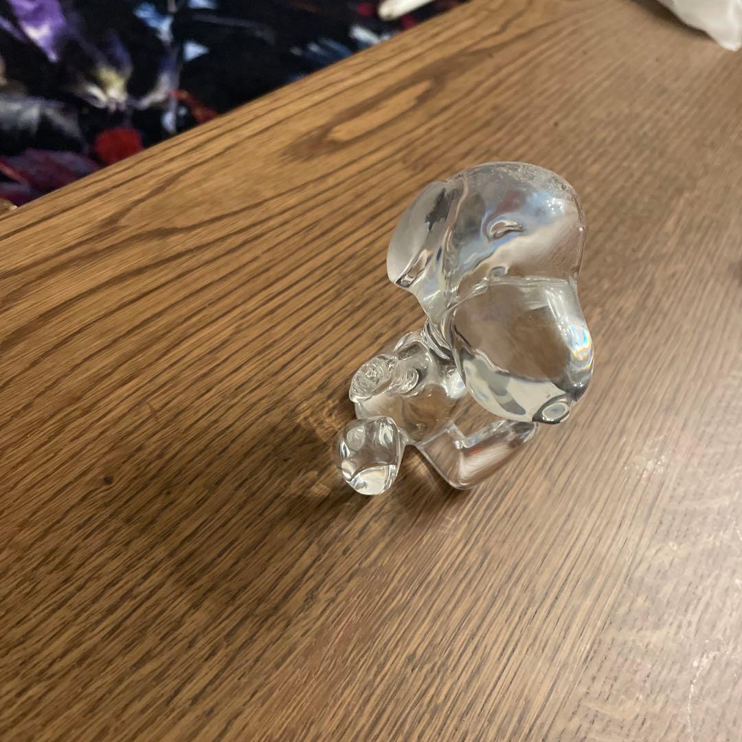 クリスタルガラス 犬の置物 透明 約8cm