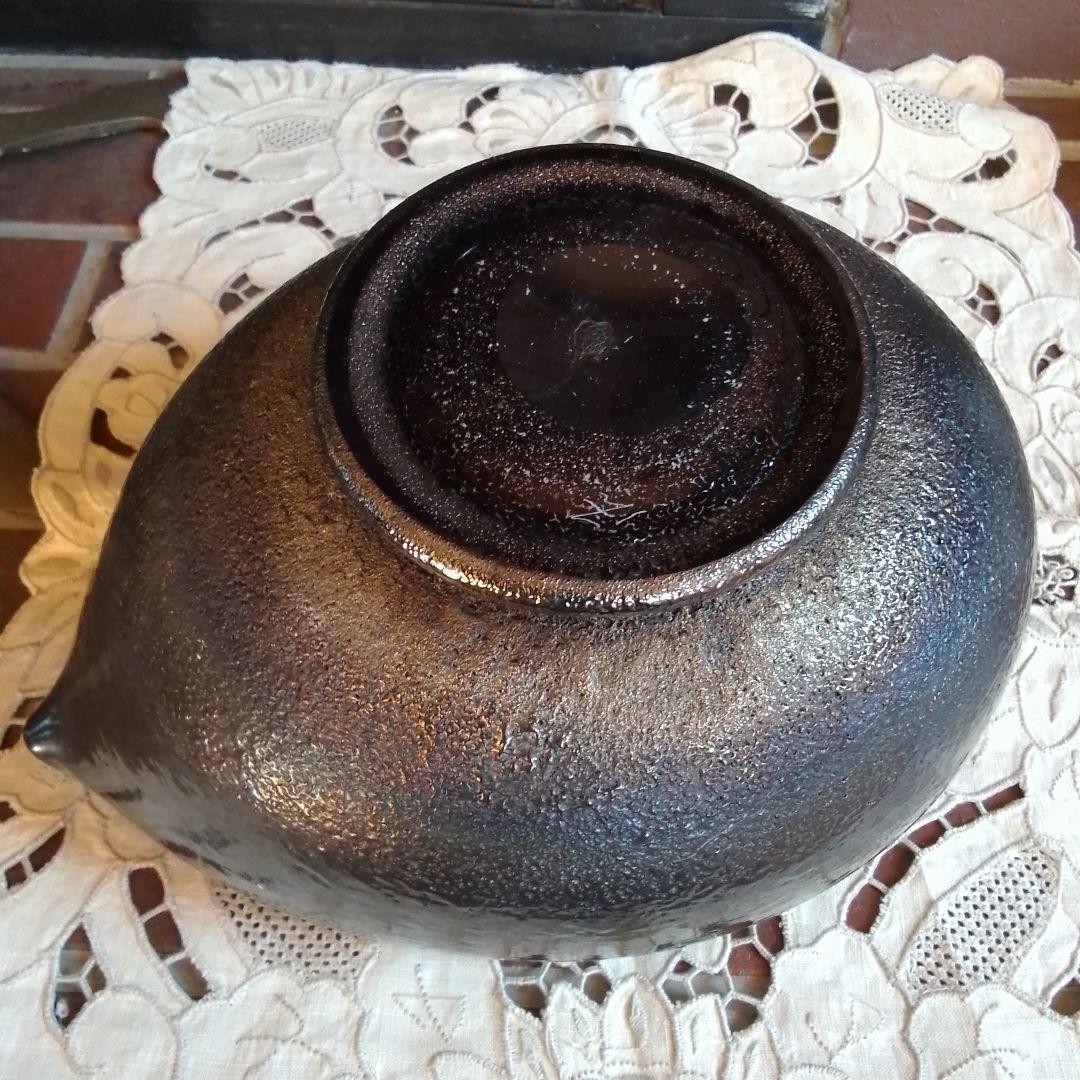 葉形陶器皿 黒金グラデーション