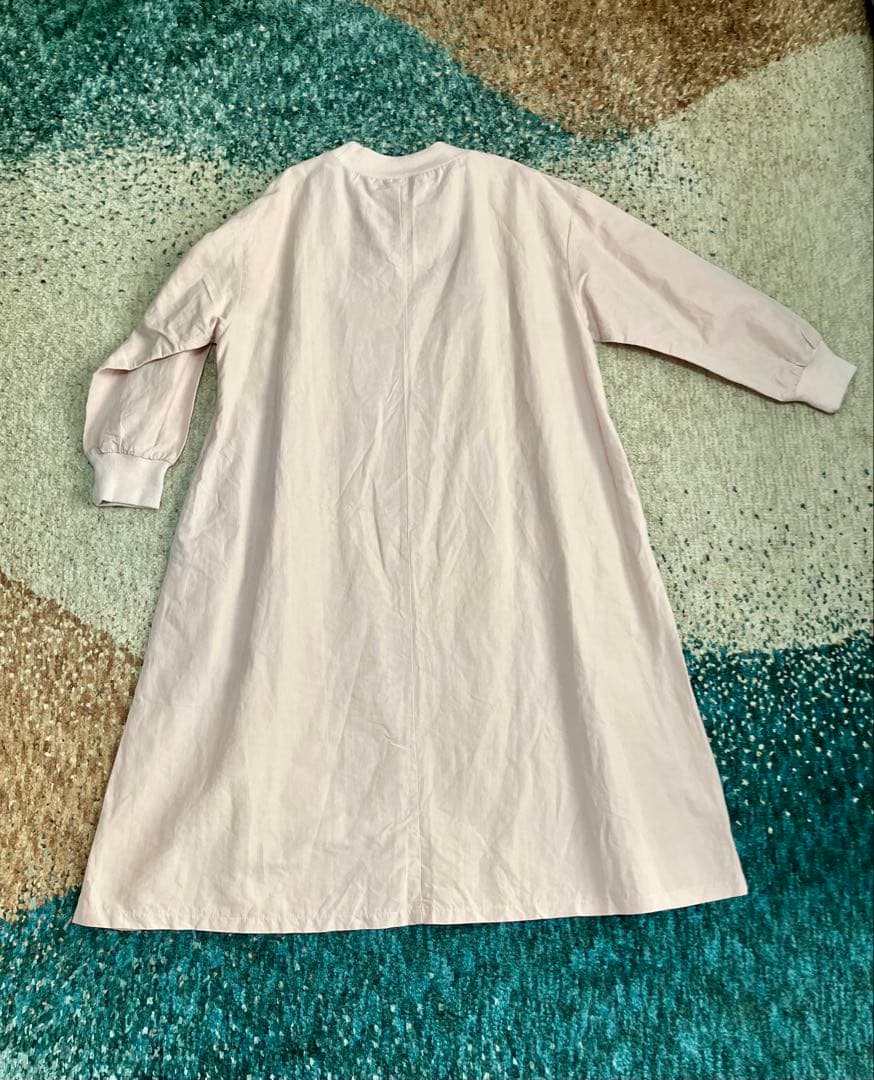 中川政七商店 綿麻 ハイネック ワンピース 灰桜 Aライン 長袖 美品