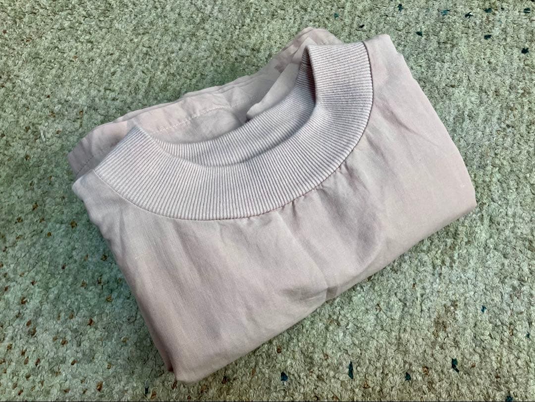 中川政七商店 綿麻 ハイネック ワンピース 灰桜 Aライン 長袖 美品