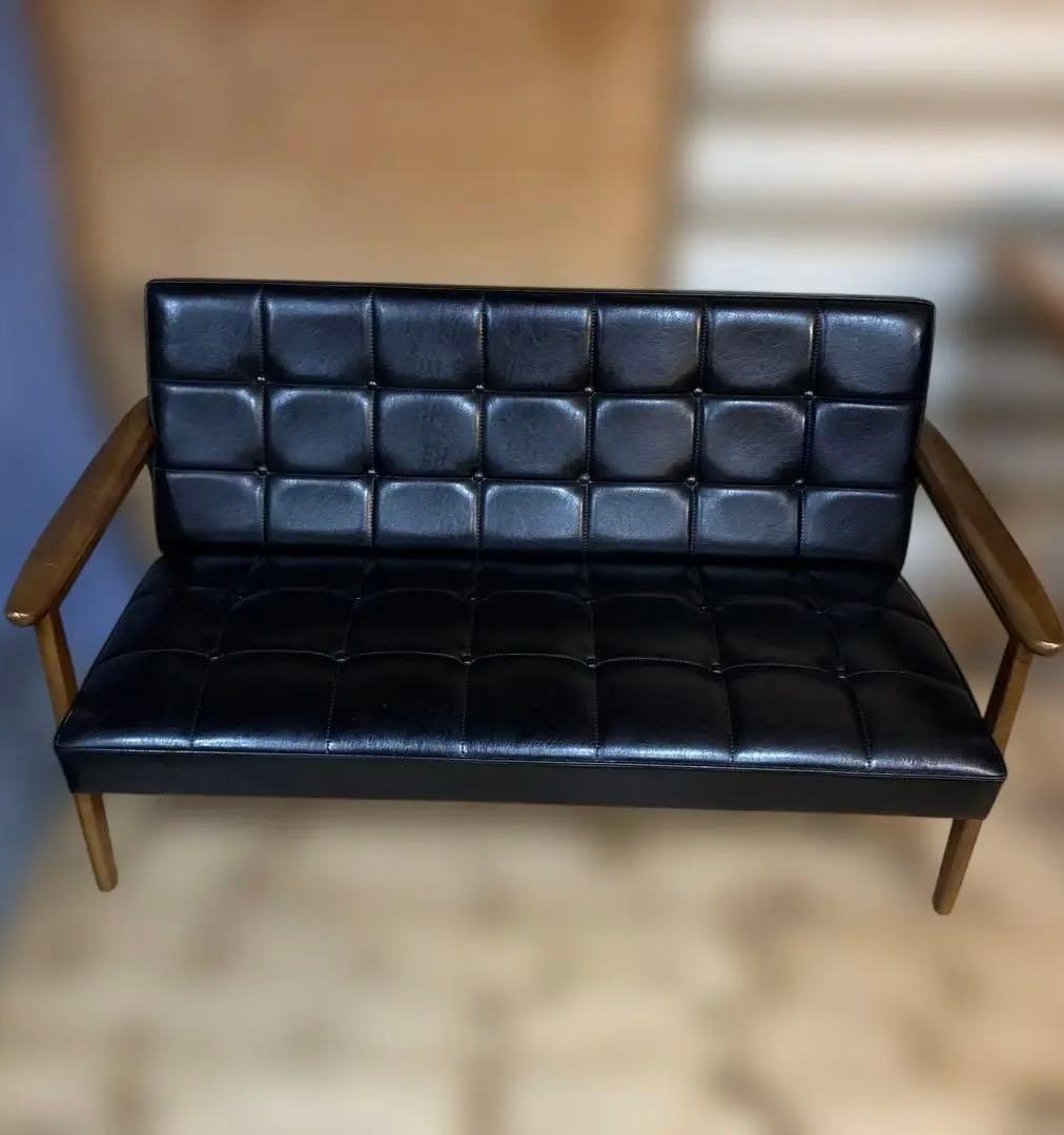 カリモク　2人掛けソファ　ブラック　FURNITURE