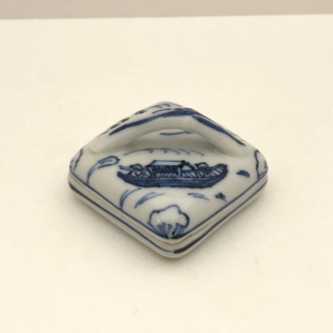 茶道具 九谷 須田菁華 染付 隅田川香合 青華 共箱 茶道