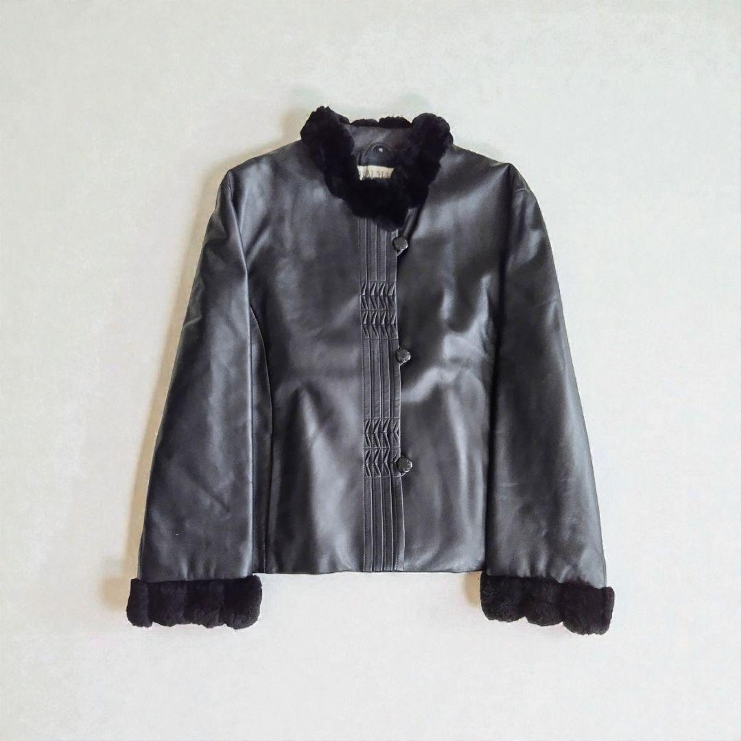【美品】バルマン 羊革 ヌートリアファー　ラムレザージャケット　 L サイズ　黒