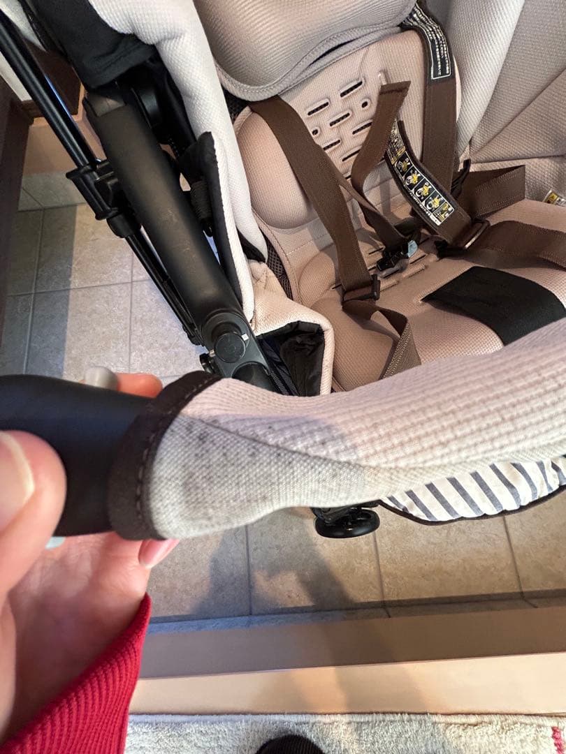 Combi 折りたたみ式ベビーカー グレー・ストライプ　取説・おまけ付き