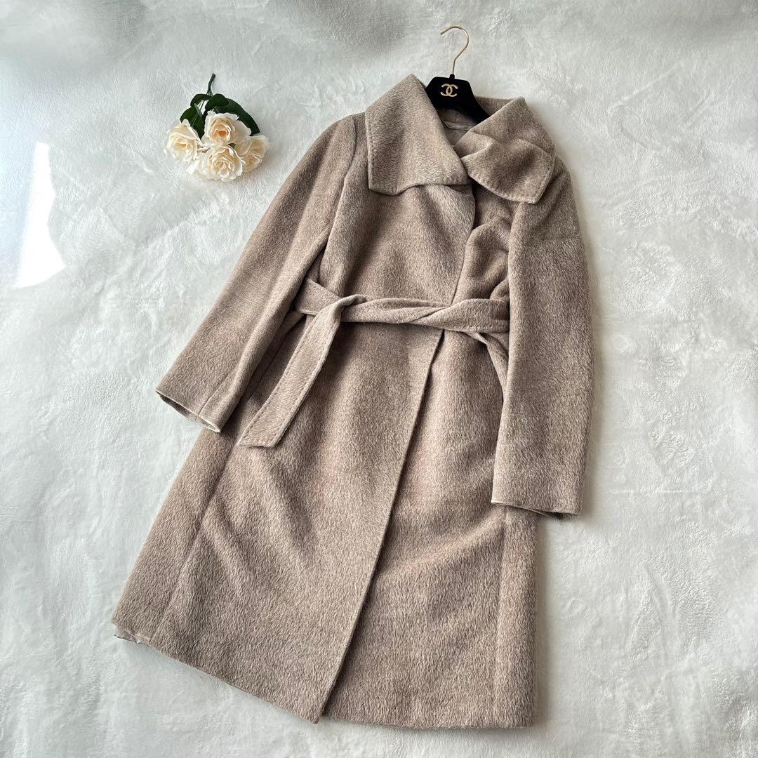 【マックスマーラ】ロングコート　2way　ステンカラー シャギー　アルパカ
