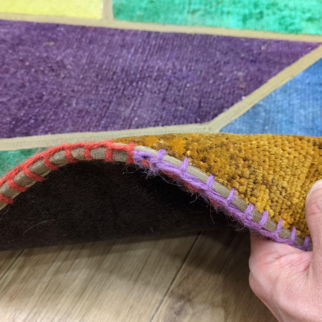 ペルシャ絨毯 パッチワーク アンティーク 80x80 手織り クリー