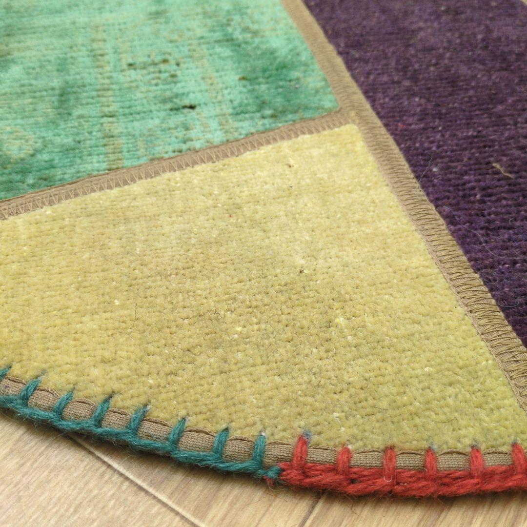 ペルシャ絨毯 パッチワーク アンティーク 80x80 手織り クリー