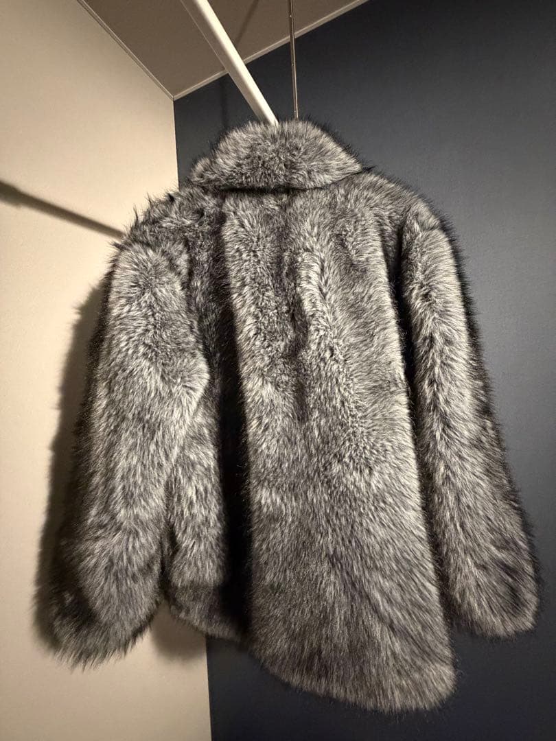 グレー ファーコート 襟付き