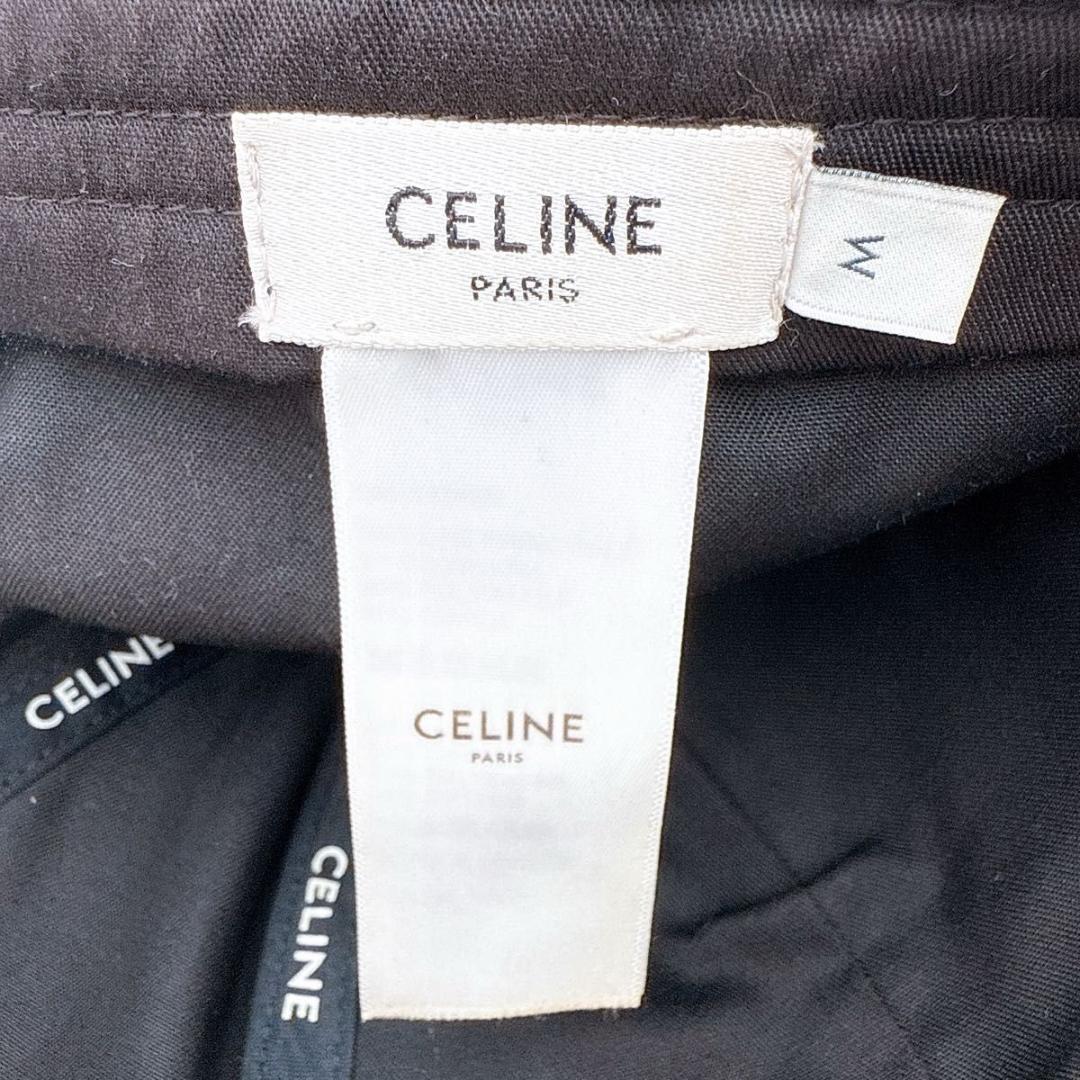 CELINE セリーヌ ベースボール キャップ ブラック ロゴ 刺繍 帽子 黒