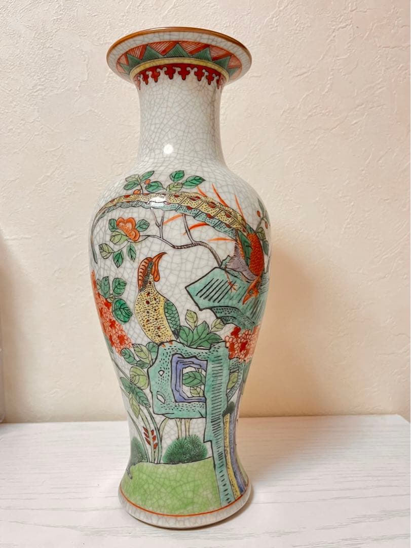 中国景徳鎮　粉彩花鳥文　壺　骨董品　花器