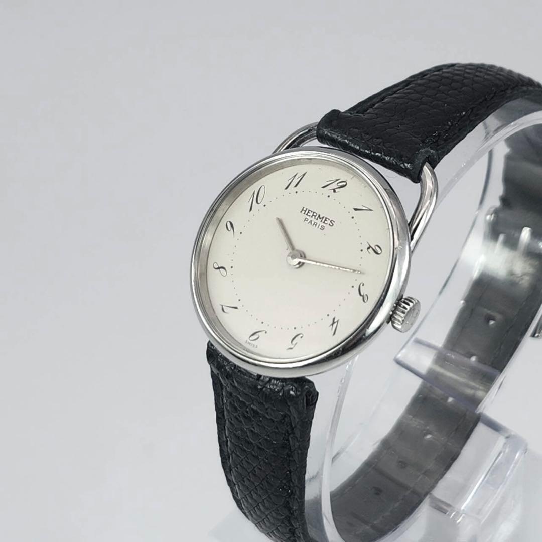 エルメス　アルソー　シルバー　ホワイト文字盤　レディース　クォーツ　腕時計