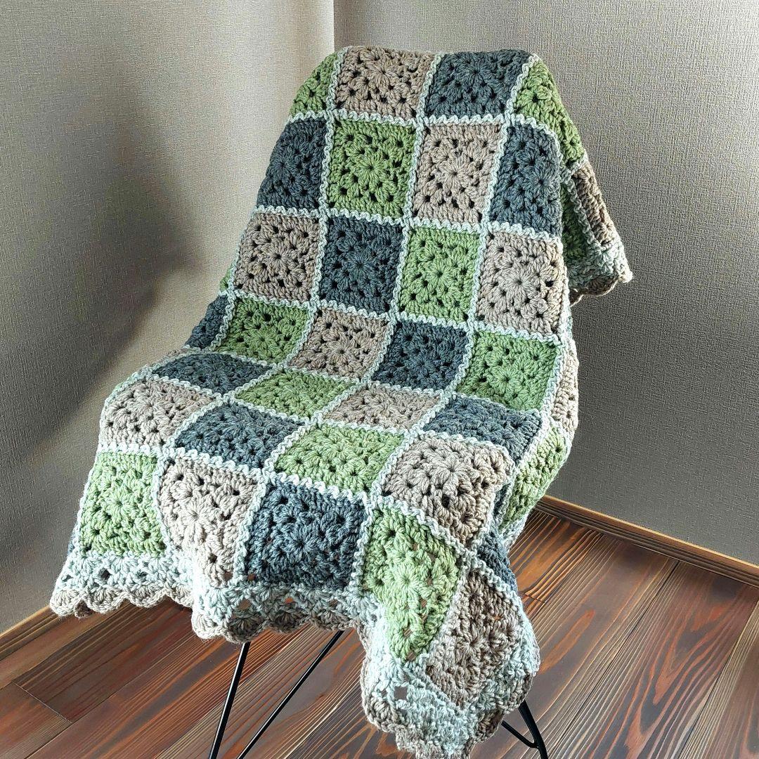 モチーフ編みブランケット ひざ掛け ハンドメイド