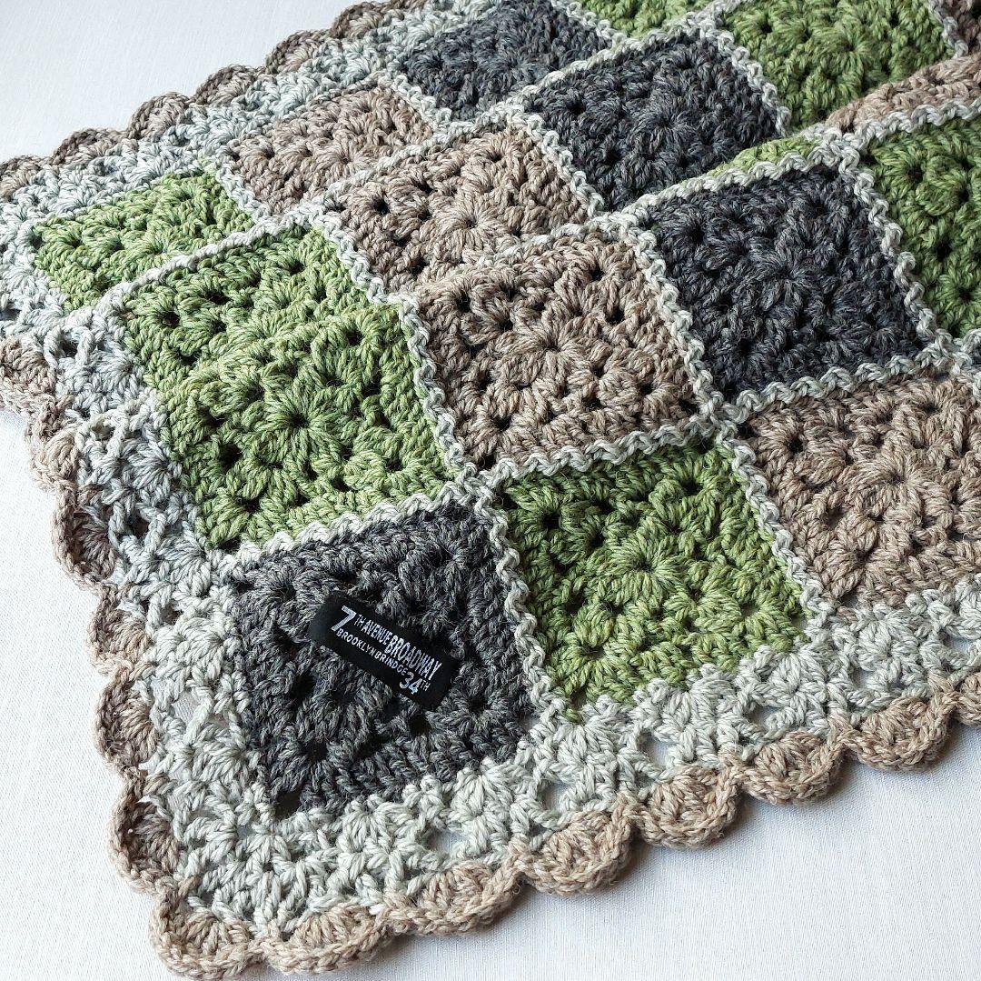 モチーフ編みブランケット ひざ掛け ハンドメイド