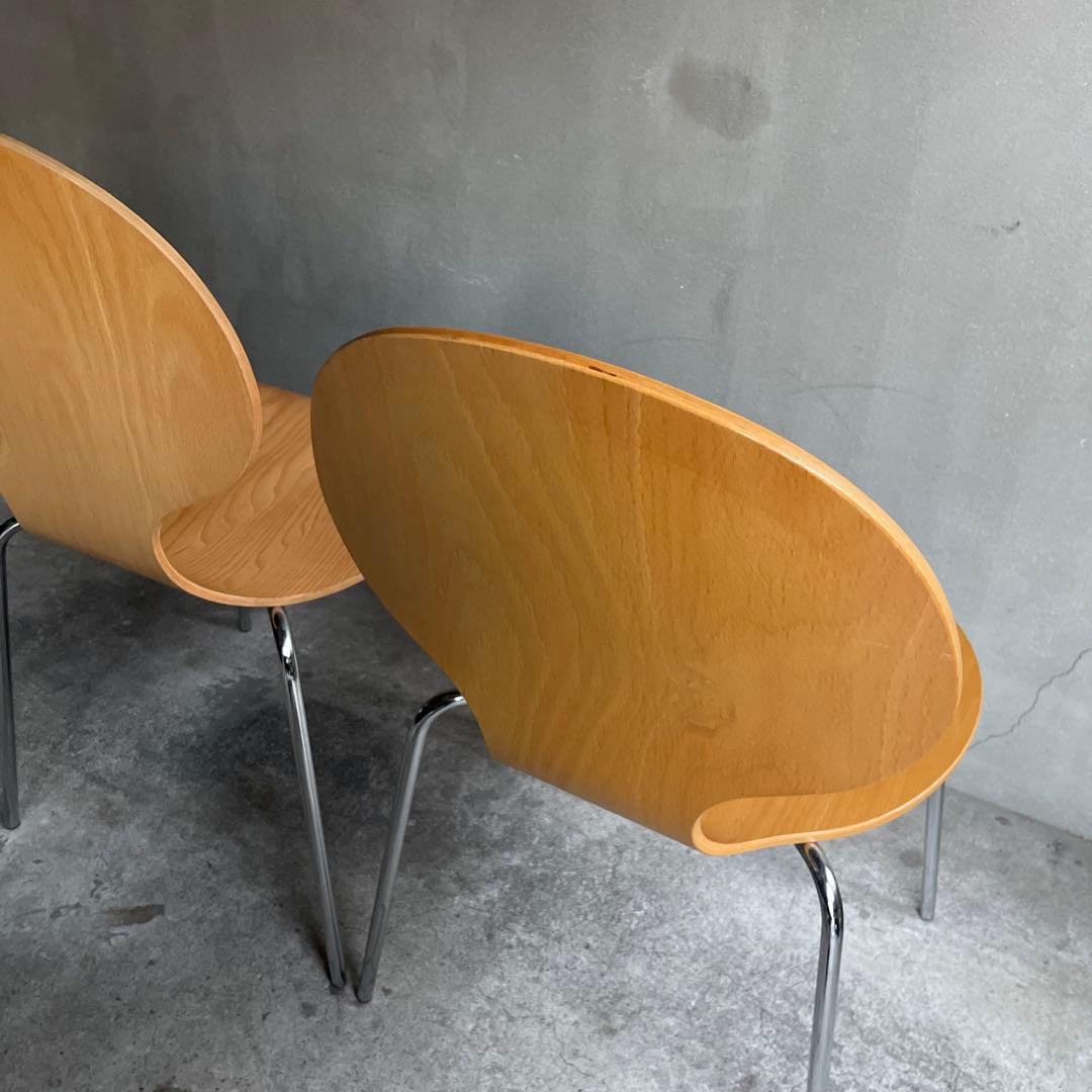 木製 スタッキングチェア 2脚セット