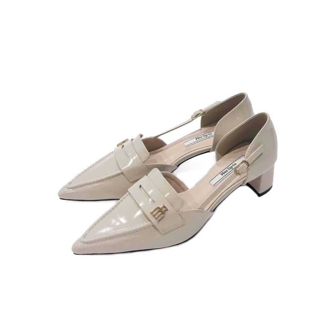 靴 Torois Heel Loafers beige 38 her lip to