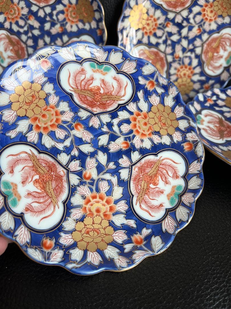 PVC幸楽窯　献上手古伊万里鳳凰　金襴手　金彩鳳凰牡丹文様　皿５枚