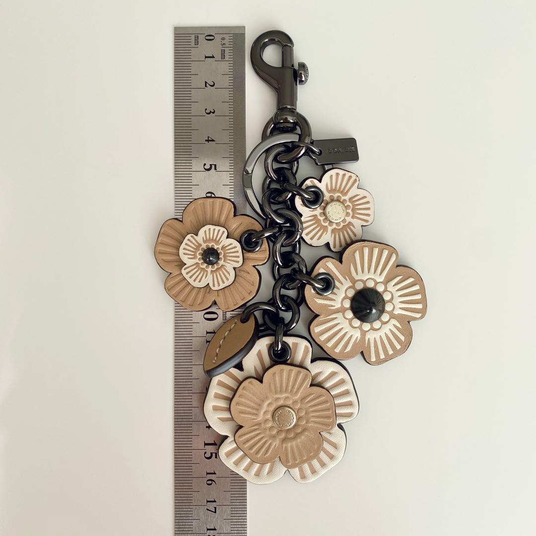 【未使用】COACH コーチ ティーローズ バックチャーム キーホルダー レザー