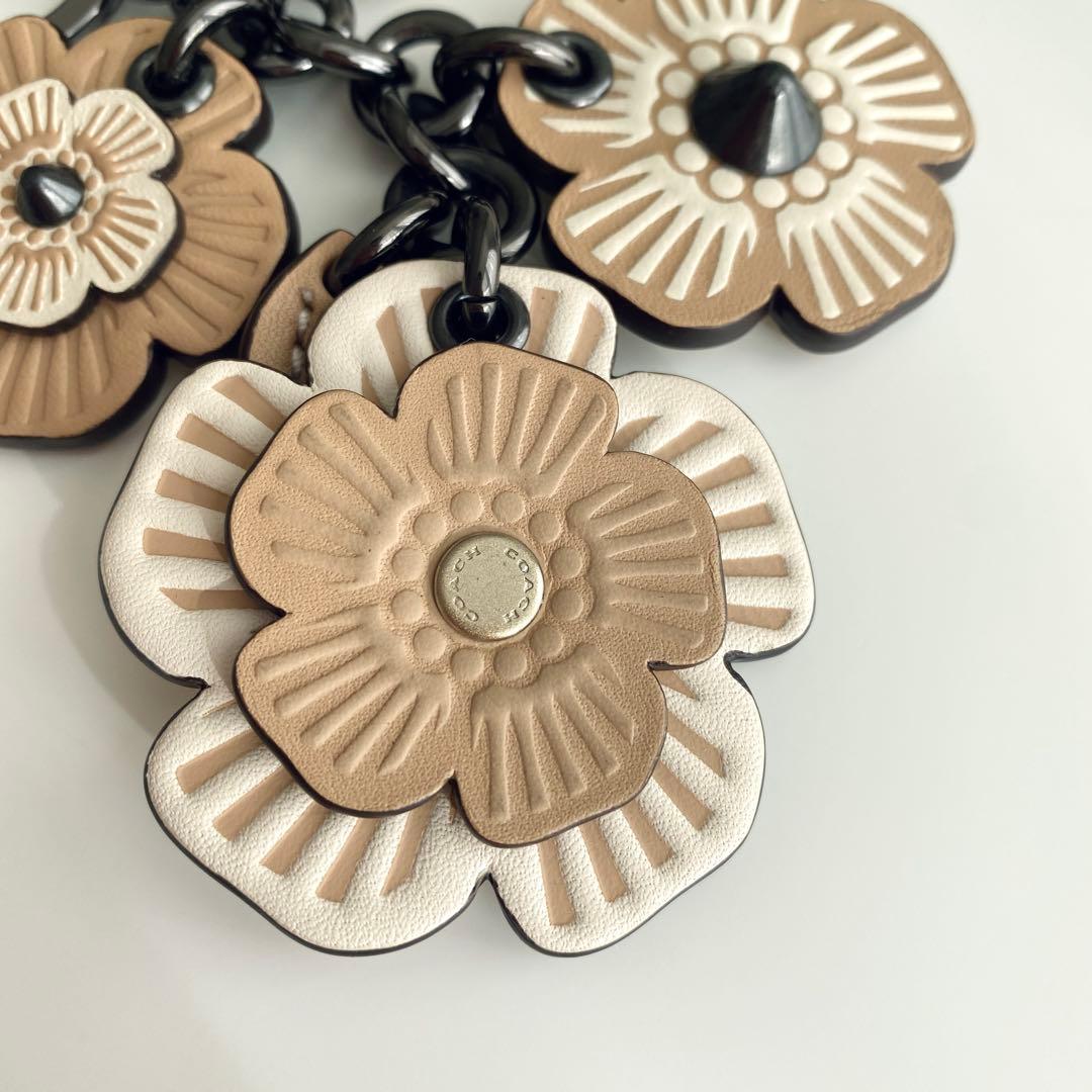【未使用】COACH コーチ ティーローズ バックチャーム キーホルダー レザー