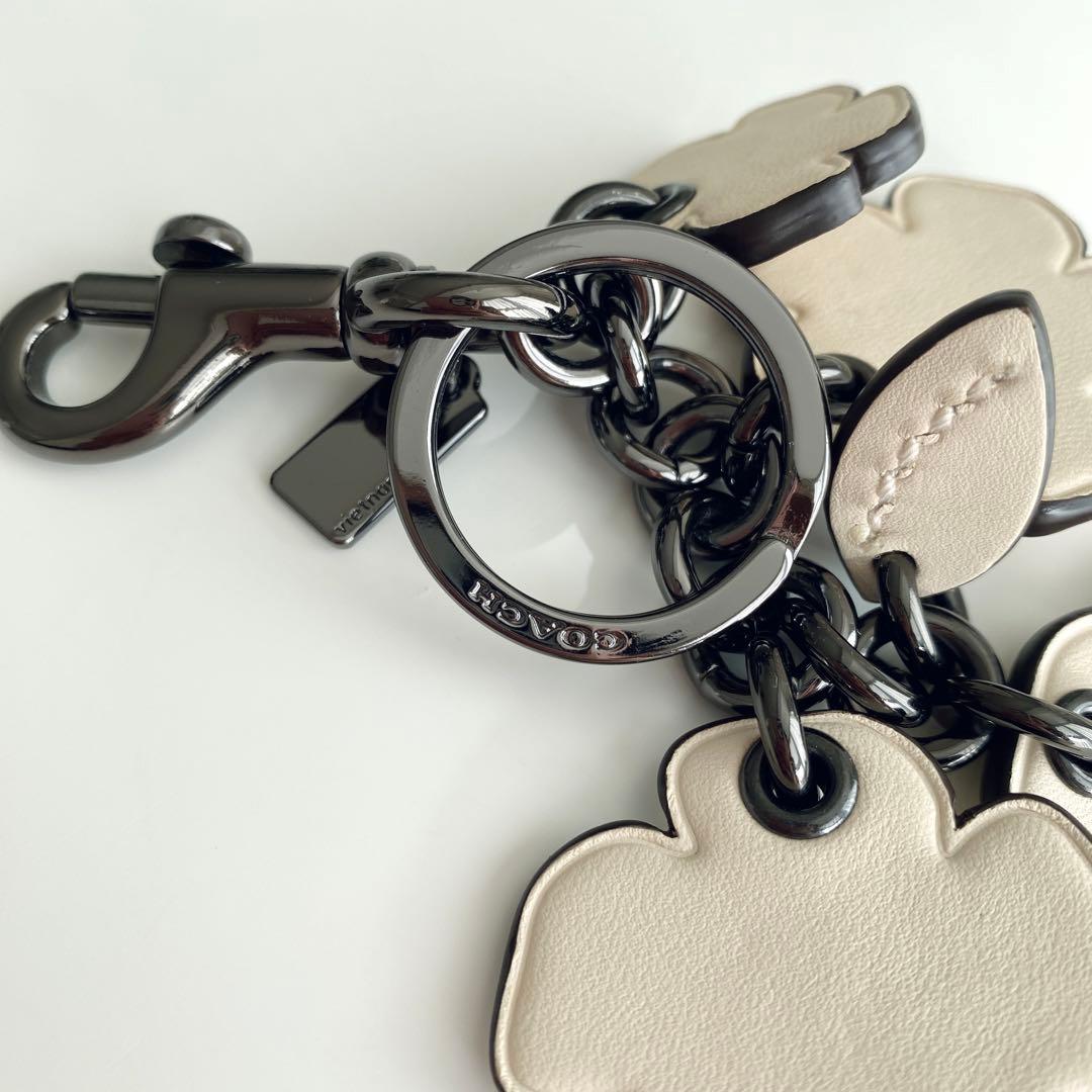 【未使用】COACH コーチ ティーローズ バックチャーム キーホルダー レザー