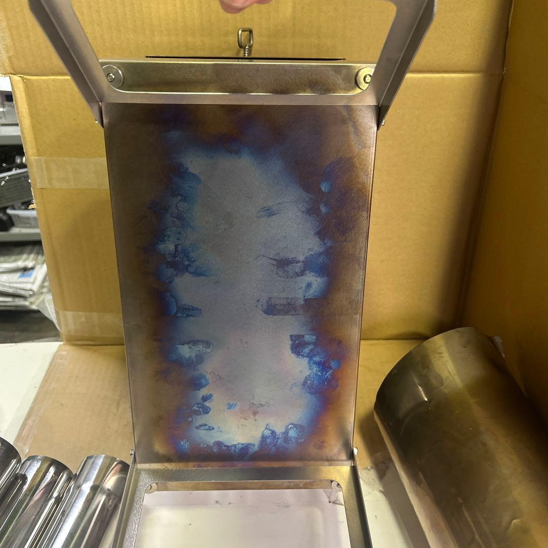 6773 ポモリー Timber チタン 薪ストーブ 両側ガラス 煙突 棚セット