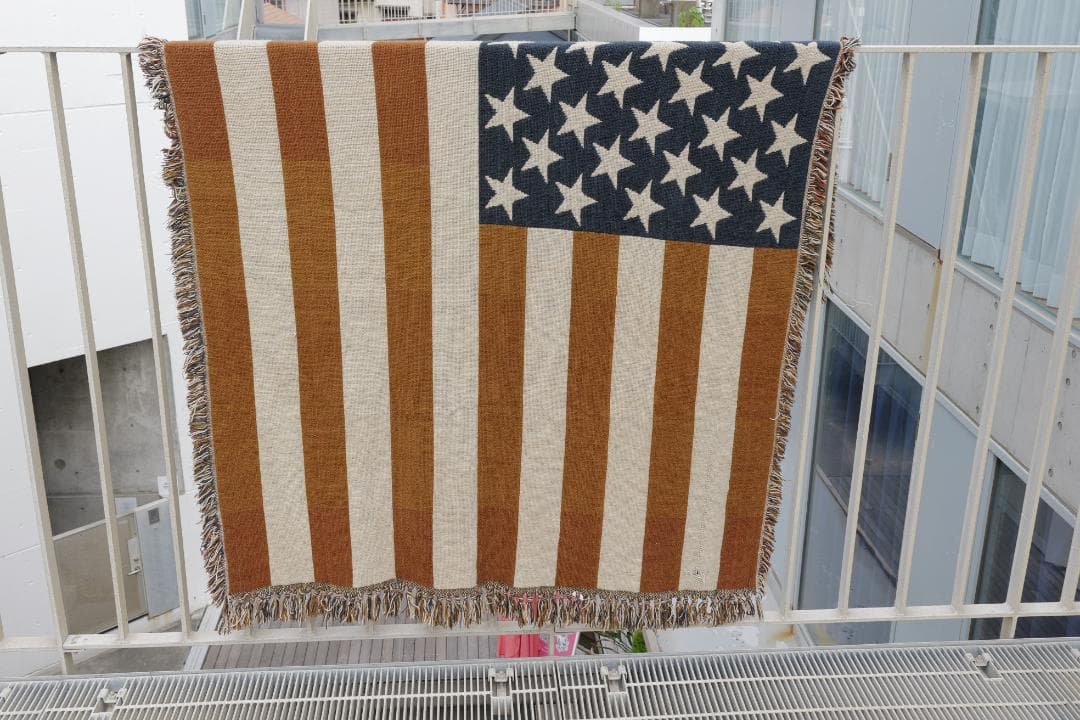 ビンテージ　アメリカ国旗デザイン ブランケット　　絨毯