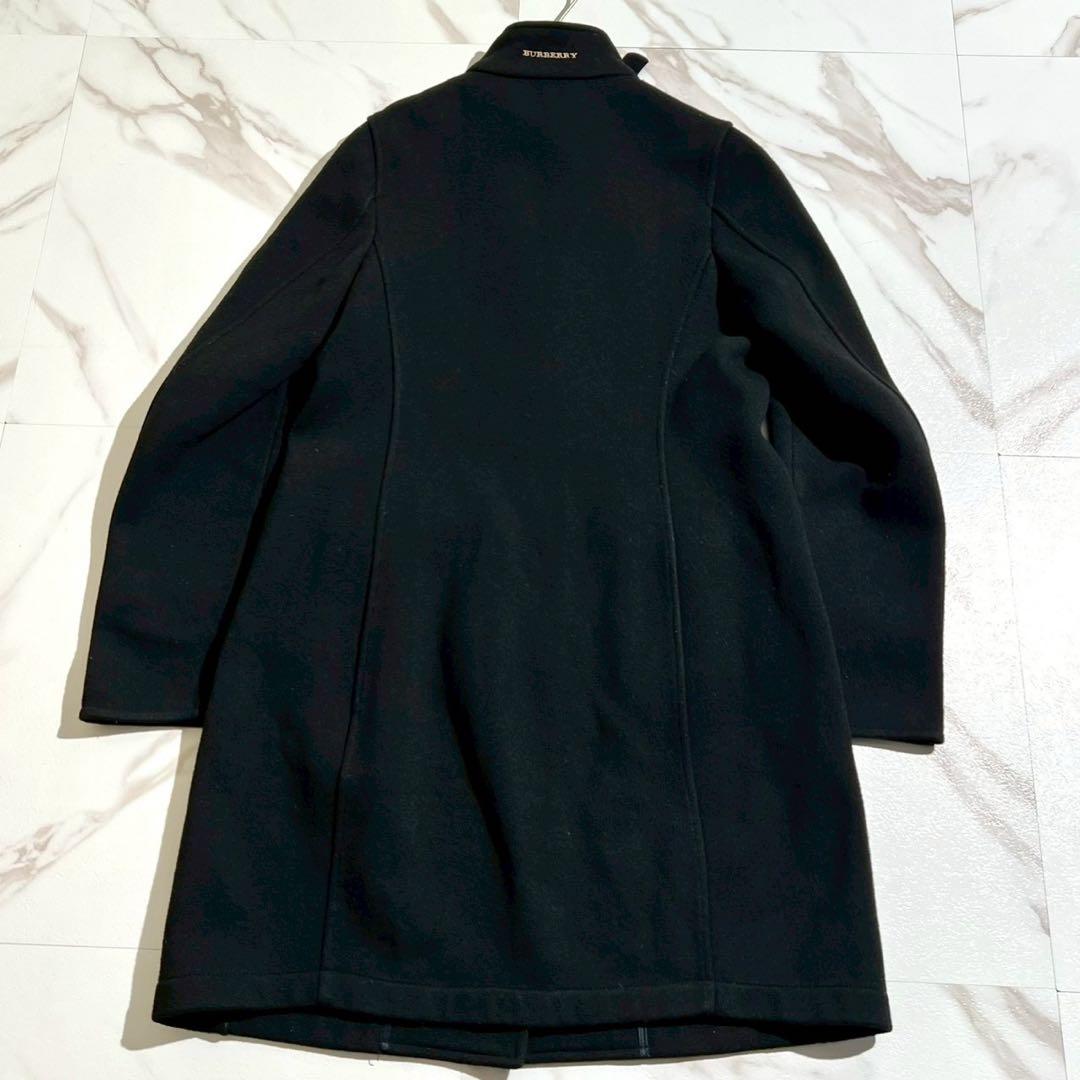 【美品/M】バーバリーロンドン ステンカラーコート ロング丈 メガチェック 黒