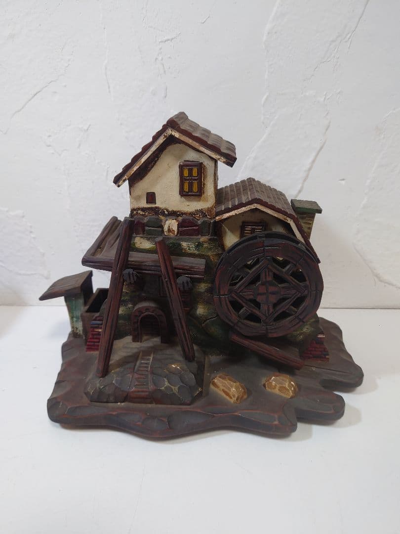 【2点セット】オルゴール付き木製置時計&オルゴール付き木製置物