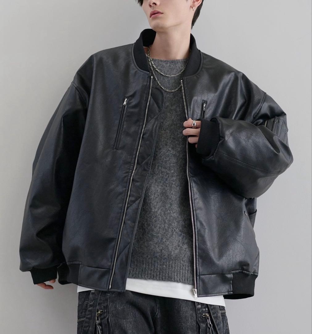 ルーズシルエットメタルジップ ボリュームma-1ブルゾン