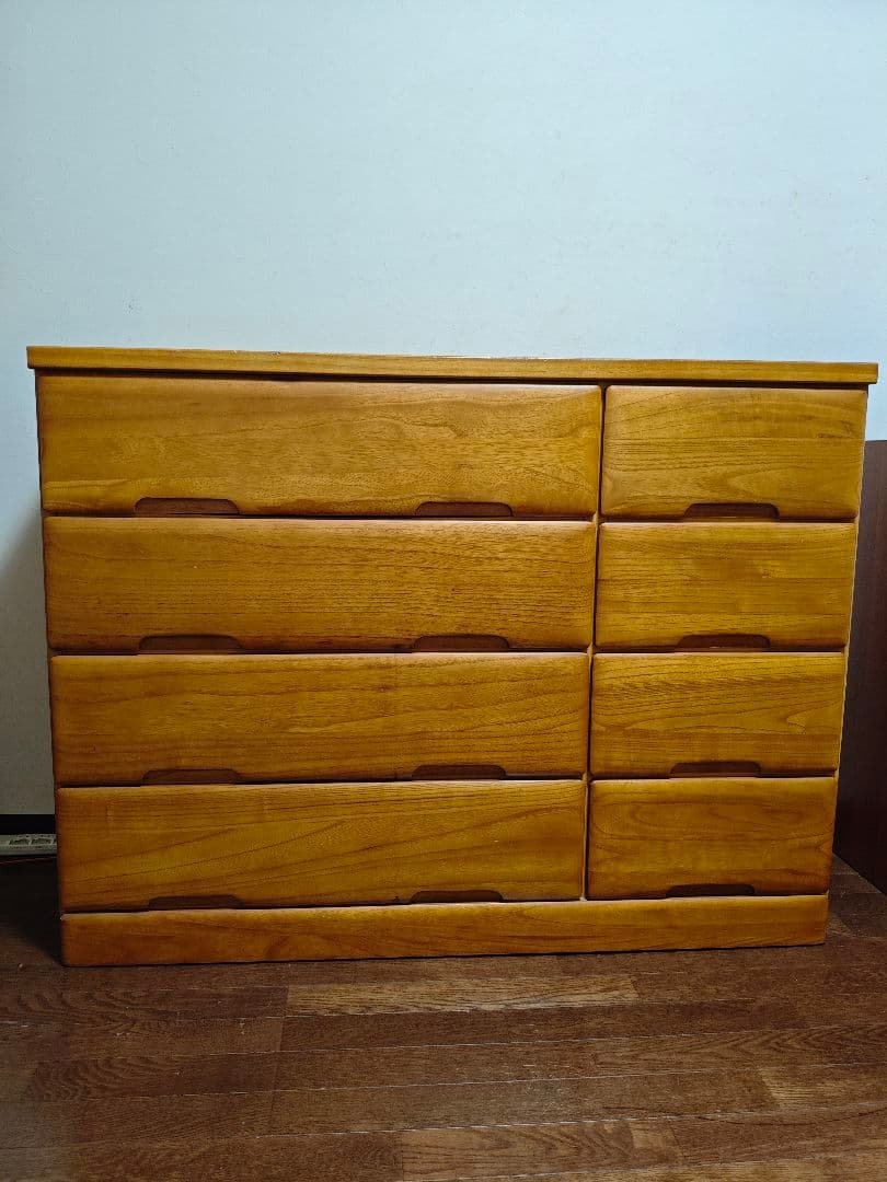 ナチュラルウッド 8引き出しチェスト　サイズ幅120　高さ90　奥行40