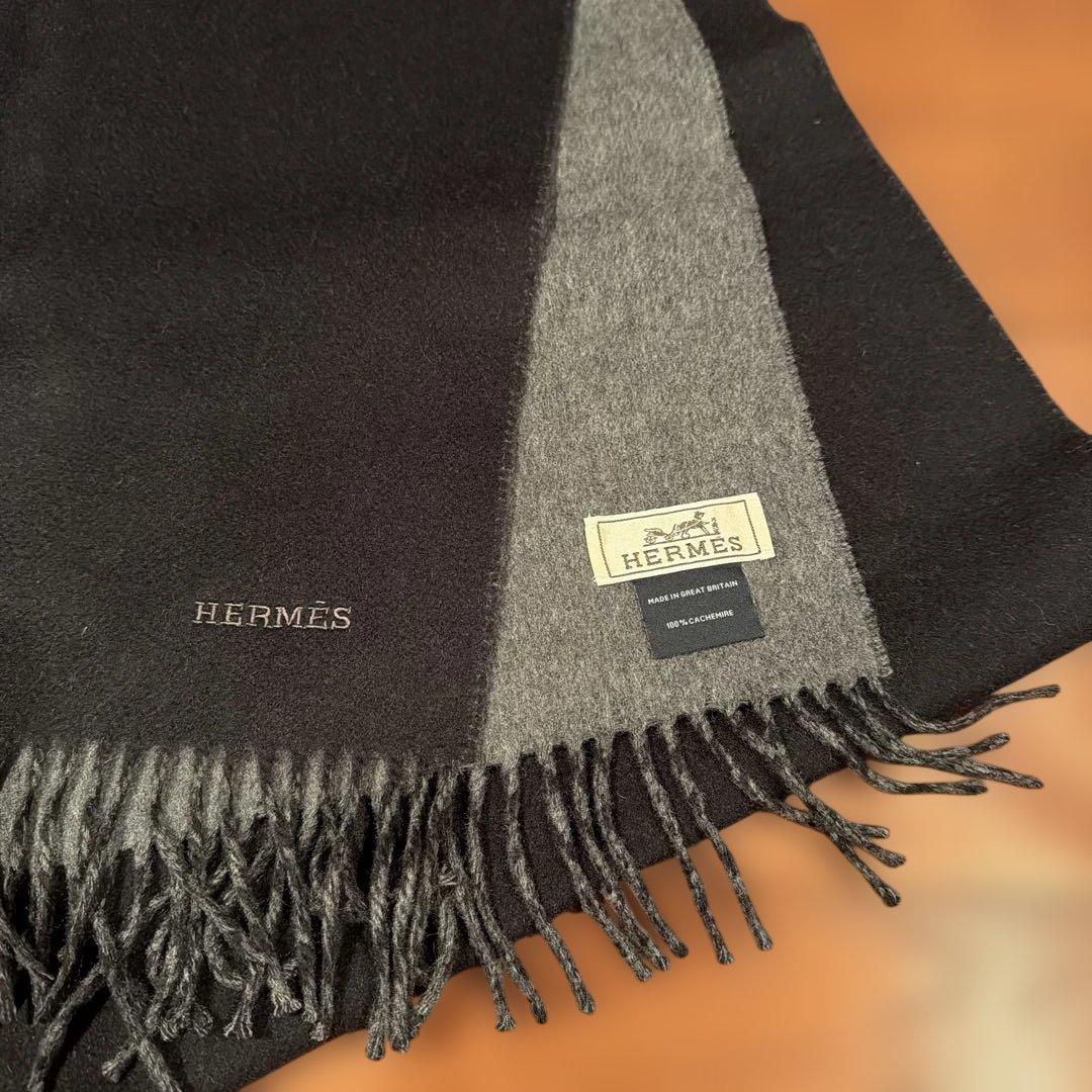 エルメス カシミヤマフラー レクトヴェルソ 黒