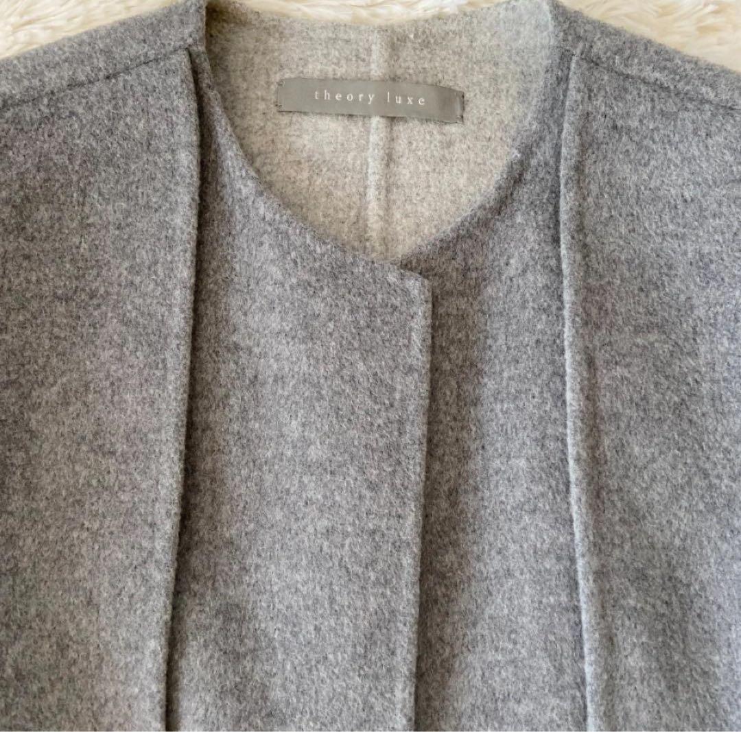 theory luxe　ダブルフェイスノーカラーコート　ウールコート　ロング