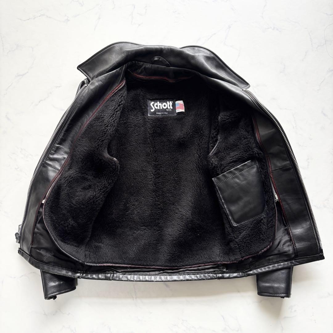 ショット 642 ライダースジャケット ライナー付 USA製 ブラック 34