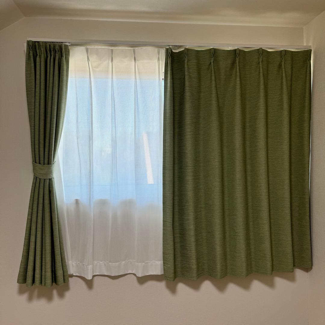 ニトリ ドレープカーテン レースカーテン 各2枚セット 遮光2級 防炎