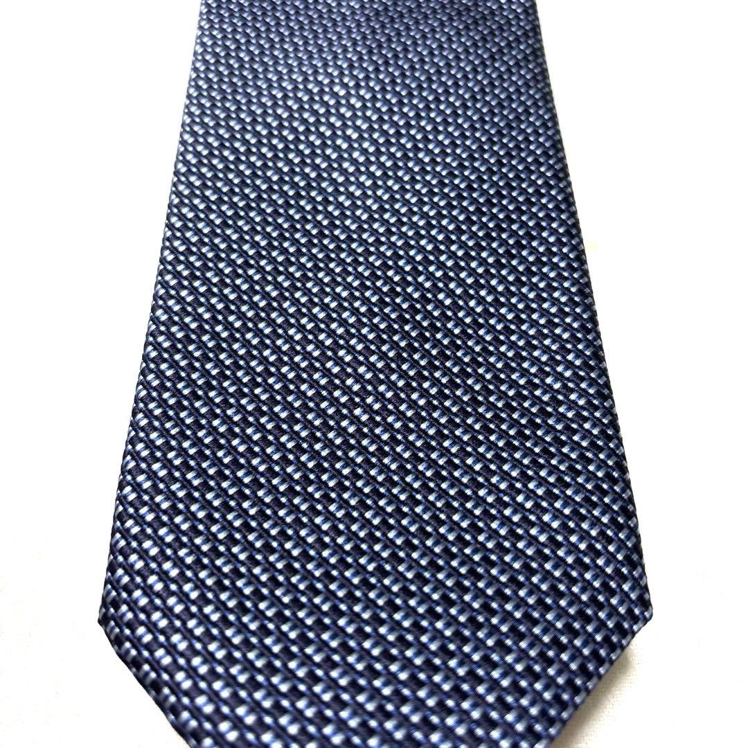 新品　ブリオーニ　ネクタイ　ネイビー　無地　ソリッド　箱付　タグ付