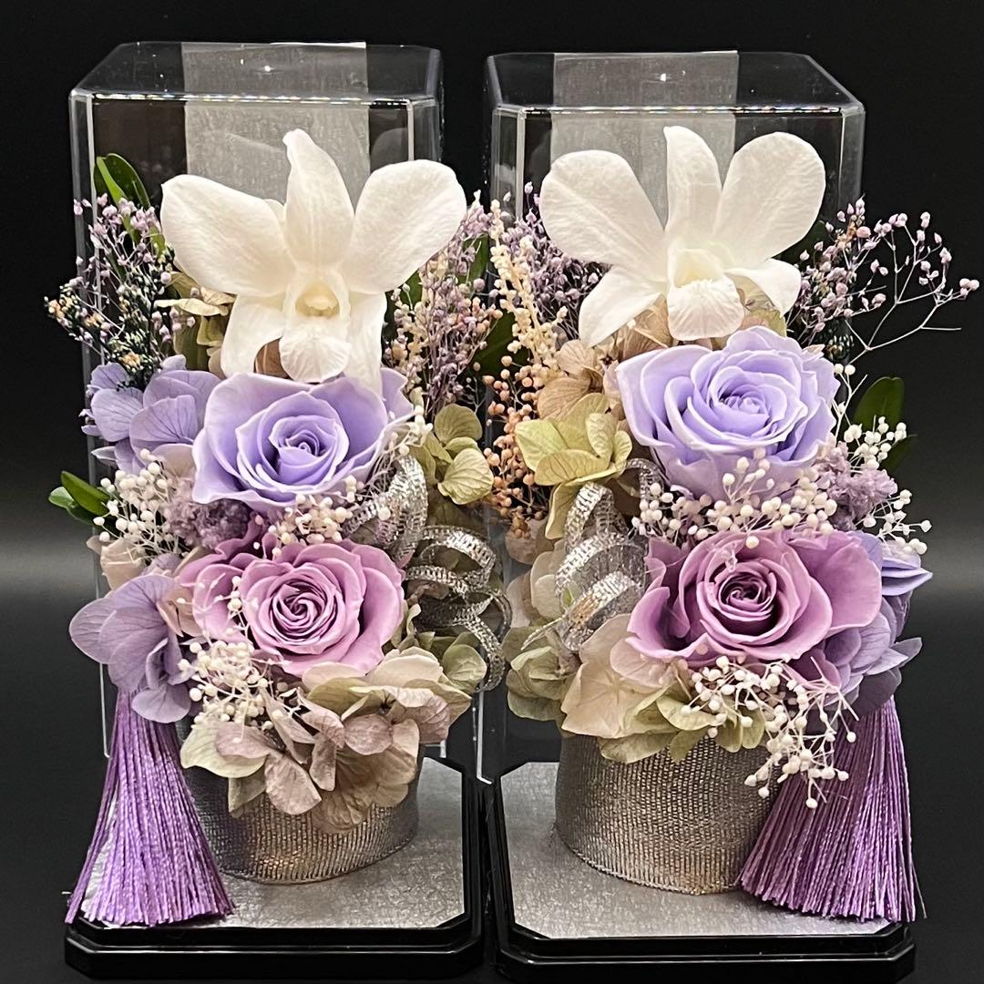 ご検討中　プリザーブドフラワー　お供え花　仏花　クリアケース入り　デンファレ