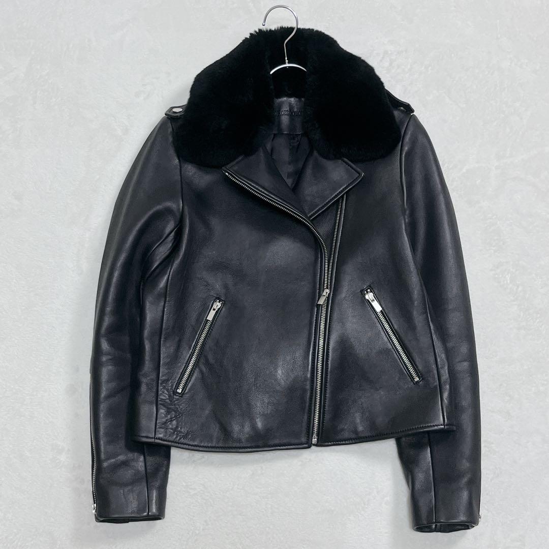 『コントワーデコトニエ』ライダースジャケット レザー 羊革 ラビットファー 9