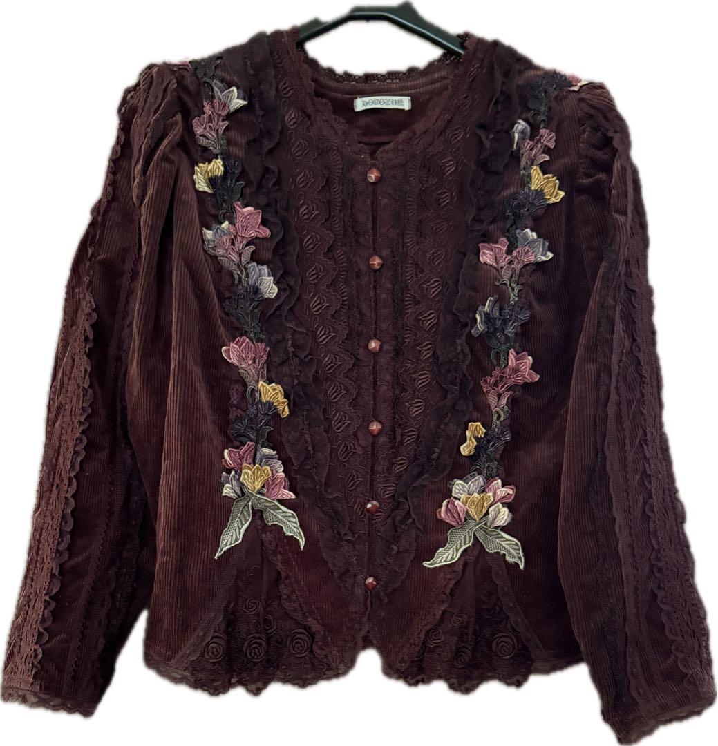 ドロシー(DOROTHY)刺繍　レースフリル　立体花　ジャケット　トップス