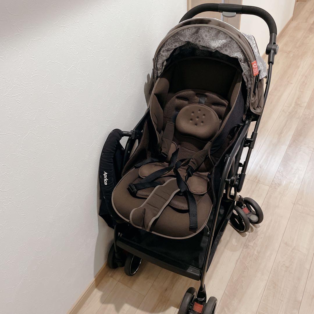 アップリカ オプティア 92784 両対面式 A型ベビーカー ブラウン 花柄