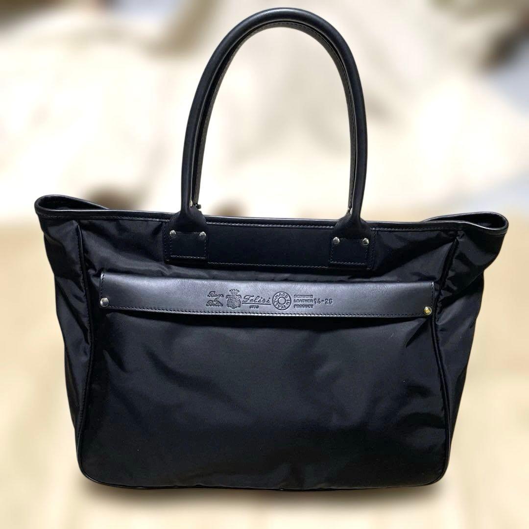 【美品】 フェリージ トートバック ブラック ナイロン&レザー