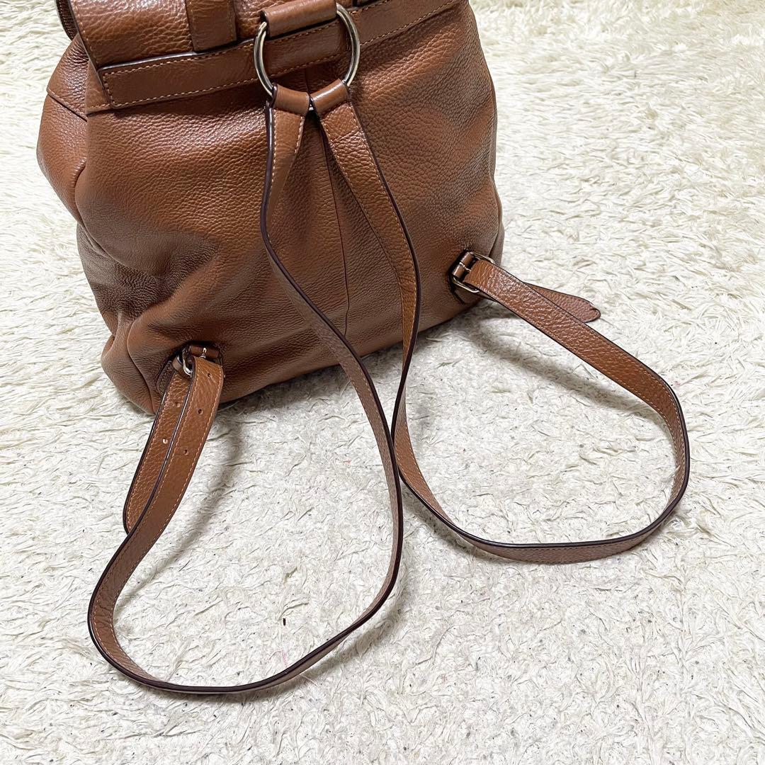 【美品/A4可】COACH 巾着　リュック　レザー　ターンロック　ゴールド金具