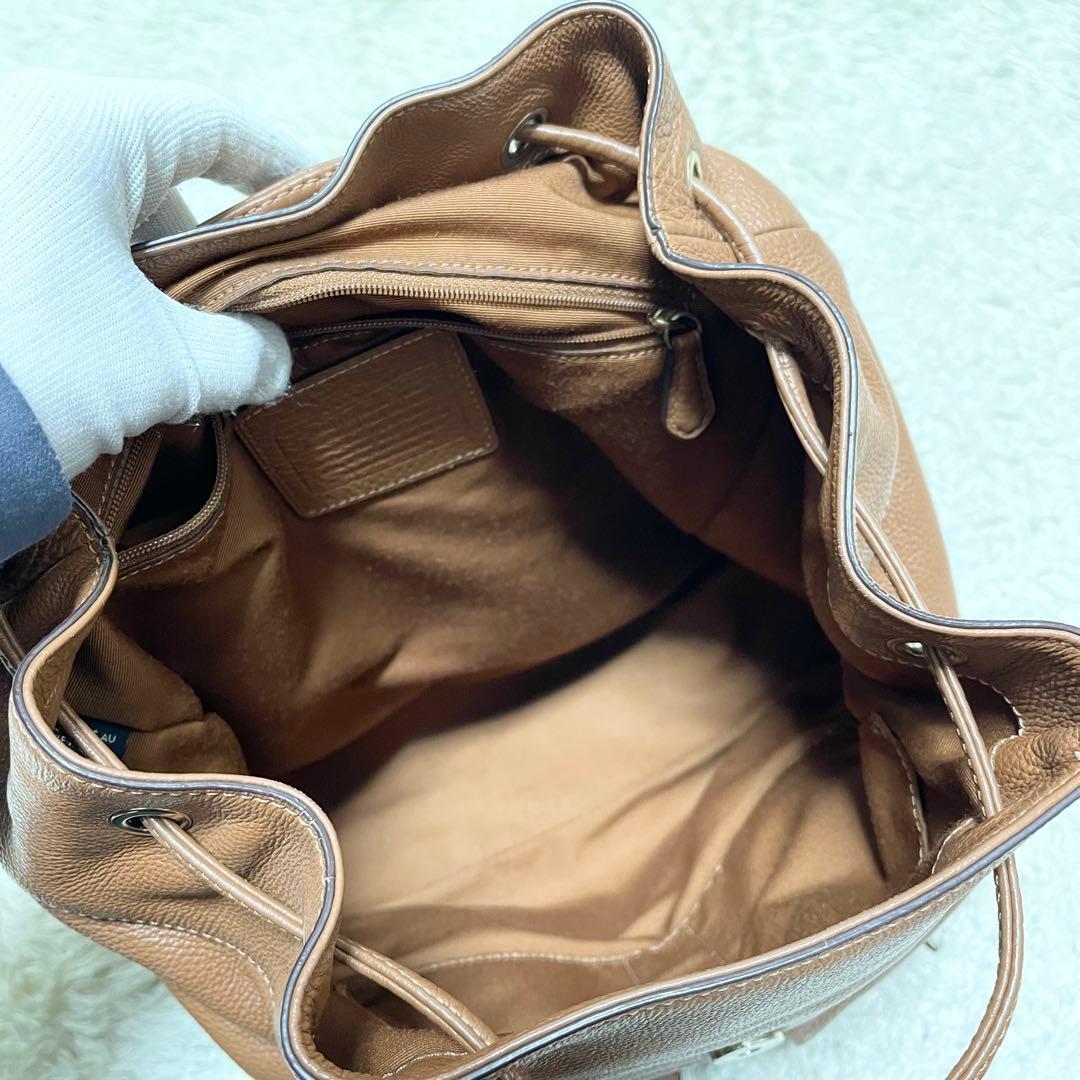 【美品/A4可】COACH 巾着　リュック　レザー　ターンロック　ゴールド金具